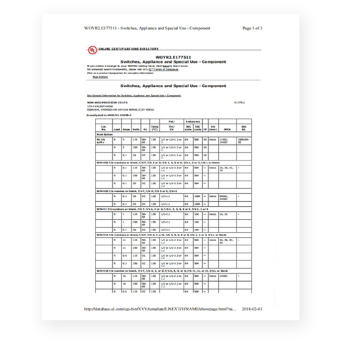 UL Certificate(Yellow Card)